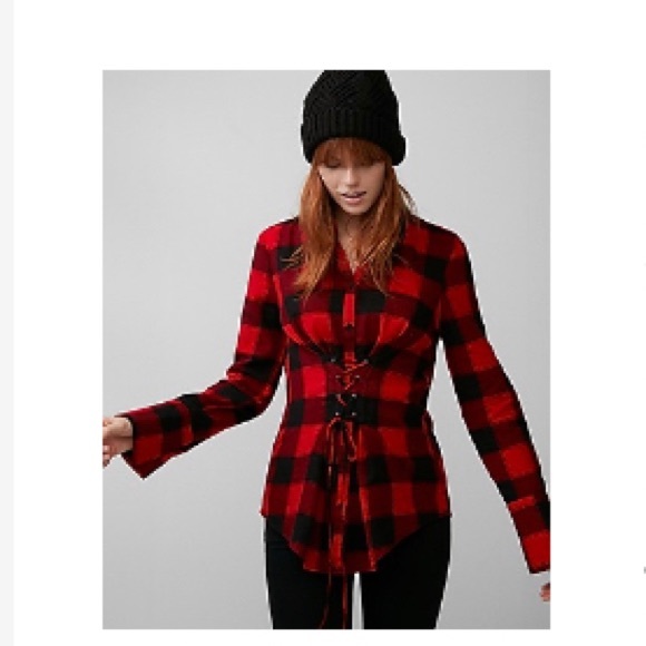 Express Tops - Express check flannel corset shirt